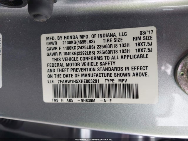 7FARW1H5XHE003291 Honda CR-V EX