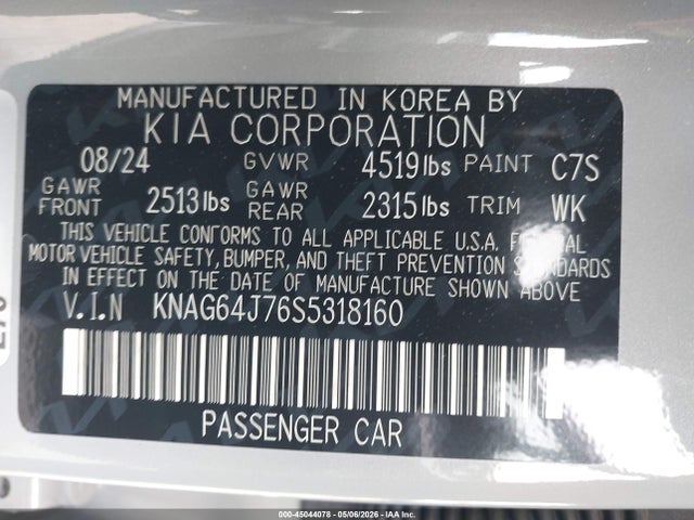 KNAG64J76S5318160 KIA K5 Gt-line