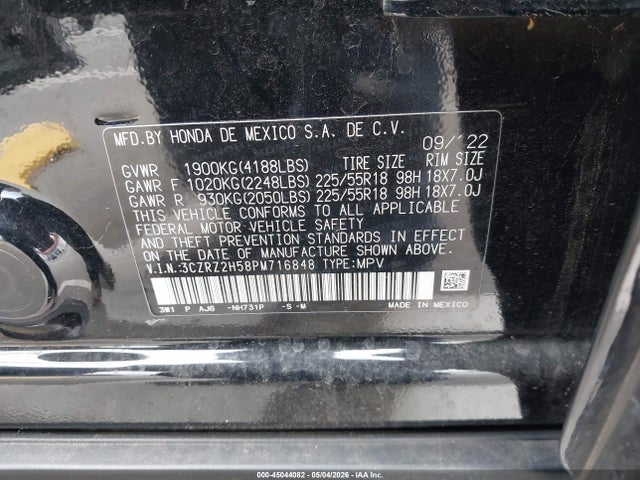 3CZRZ2H58PM716848 Honda Hr-v Awd Sport