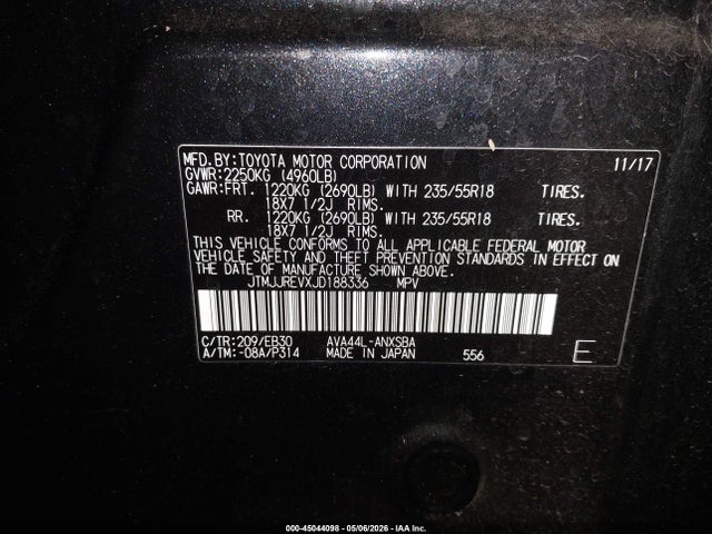 2018 Toyota Rav4 Hybrid Se მანქანა იყიდება აუქციონზე, vin: JTMJJREVXJD188336, აუქციონის ნომერი: 45044098
