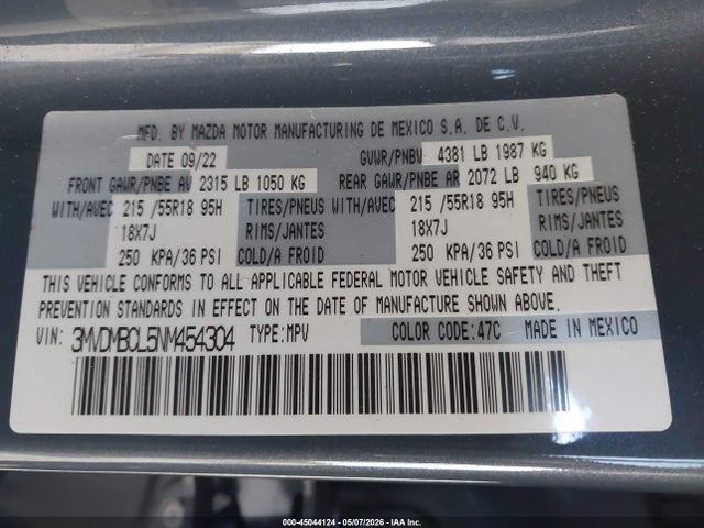 3MVDMBCL5NM454304 Mazda Cx-30 Carbon Edition
