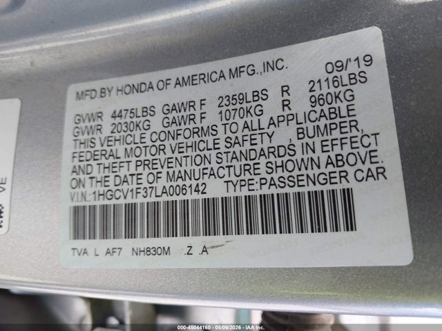 1HGCV1F37LA006142 Honda Accord Sport