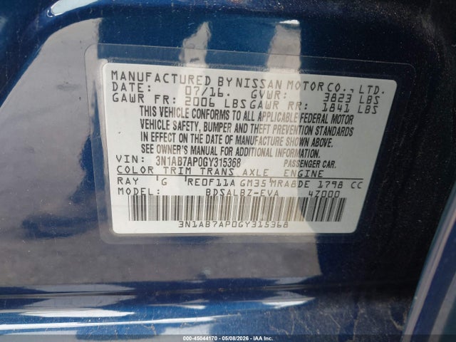 3N1AB7AP0GY315368 Nissan SENTRA S
