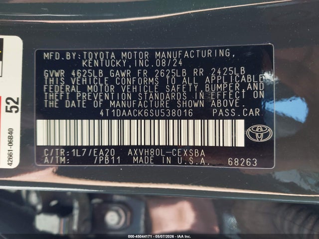 4T1DAACK6SU538016 Toyota CAMRY SE