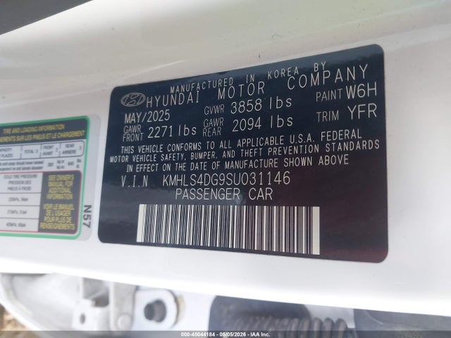 KMHLS4DG9SU031146 Hyundai Elantra Sel Convenience