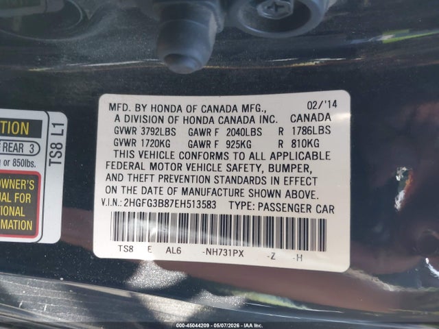 Honda CIVIC EX 2014 2HGFG3B87EH513583 Image 9