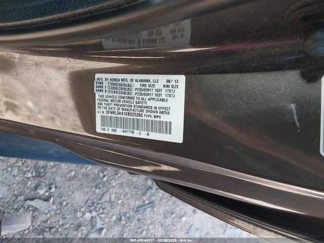 2014 Honda Odyssey Ex მანქანა იყიდება აუქციონზე, vin: 5FNRL5H41EB025260, აუქციონის ნომერი: 45044217