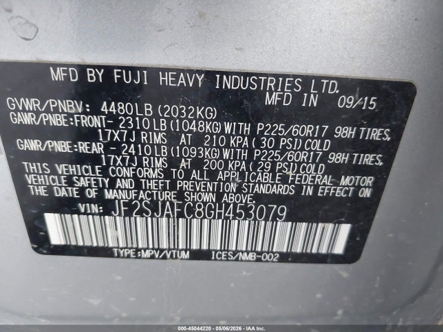 JF2SJAFC8GH453079 Subaru Forester 2.5i Premium