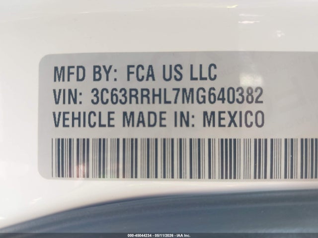 Продаж на аукціоні авто 2021 Ram 3500 Big Horn  4x4 8' Box, vin: 3C63RRHL7MG640382, номер лоту: 45044234