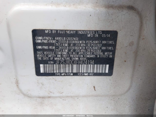 Subaru Forester 2.5i Premium 2015 JF2SJADC4FH424194 Image 9