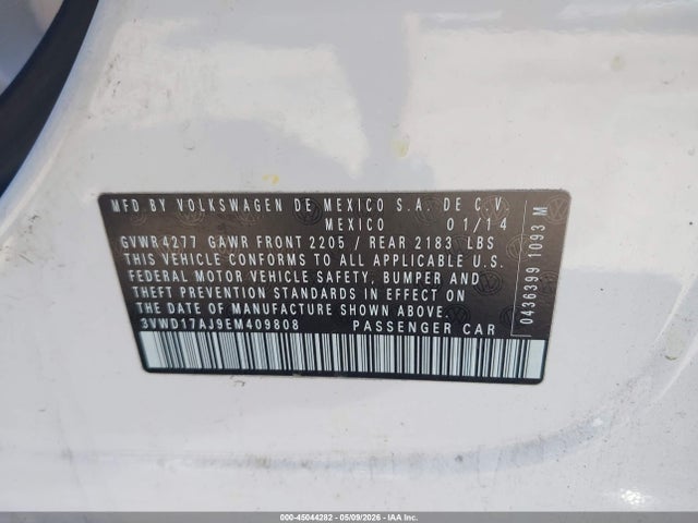 Aukcja sprzedaży 2014 Volkswagen Jetta 1.8t Se, vin: 3VWD17AJ9EM409808, numer aukcji: 45044282