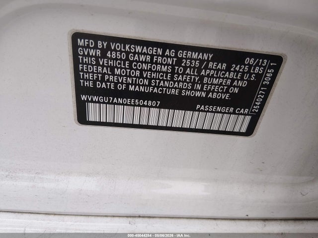 Продажа на аукционе авто 2014 Volkswagen Cc 3.6l Vr6 Executive, vin: WVWGU7AN0EE504807, номер лота: 45044284