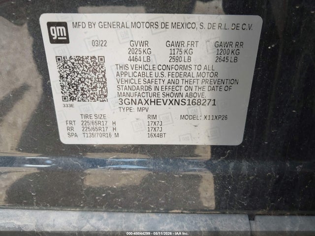 2022 Chevrolet Equinox Fwd Ls მანქანა იყიდება აუქციონზე, vin: 3GNAXHEVXNS168271, აუქციონის ნომერი: 45044299