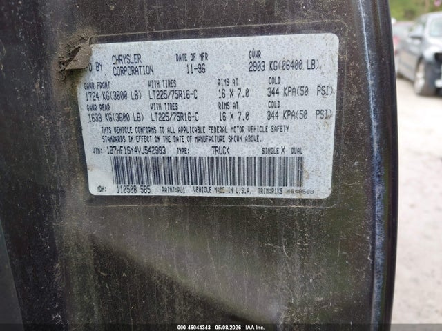 Aukcja sprzedaży 1997 Dodge Ram 1500 Lt, vin: 1B7HF16Y4VJ542983, numer aukcji: 45044343