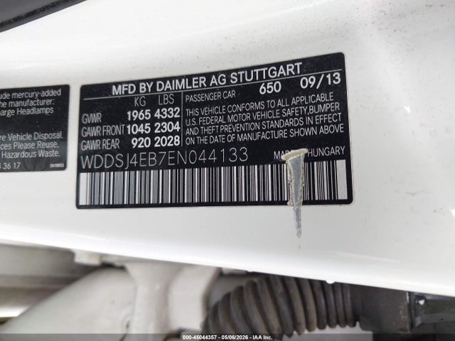 45044357 :رقم المزاد ، WDDSJ4EB7EN044133 vin ، 2014 Mercedes-benz Cla 250 مزاد بيع
