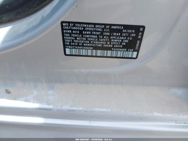 Aukcja sprzedaży 2015 Volkswagen Passat 1.8t Limited Edition, vin: 1VWAT7A34FC083255, numer aukcji: 45044361