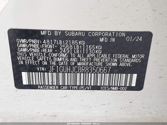 JF1GUHJC8R8350667 Subaru Impreza Rs 5-door