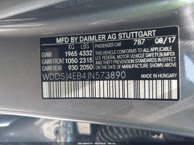Продажа на аукционе авто 2018 Mercedes-benz Cla 250, vin: WDDSJ4EB4JN573890, номер лота: 45044379