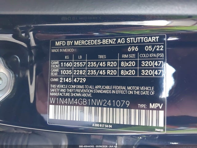W1N4M4GB1NW241079 Mercedes-Benz GLB 250