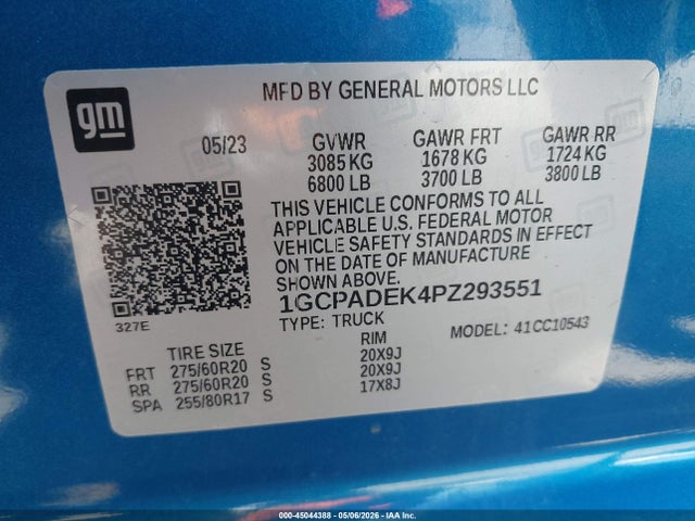 1GCPADEK4PZ293551 Chevrolet Silverado 1500 2wd Short Bed Rst