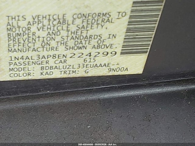 1N4AL3AP8EN224299 Nissan Altima 2.5 Sv