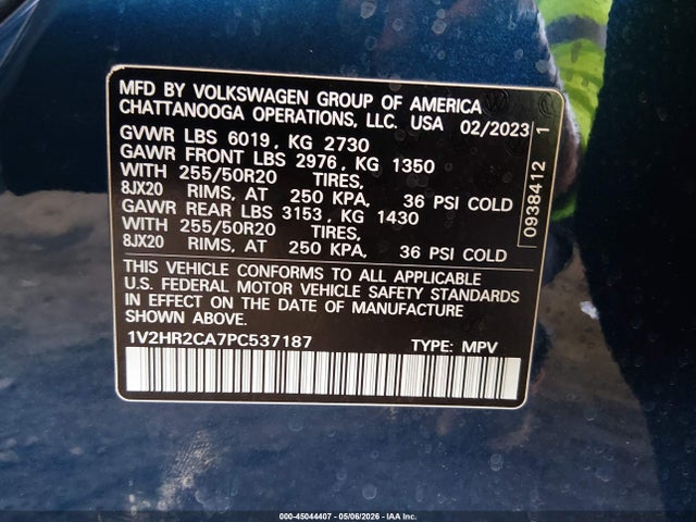 1V2HR2CA7PC537187 Volkswagen Atlas 3.6l V6 Se W/technology