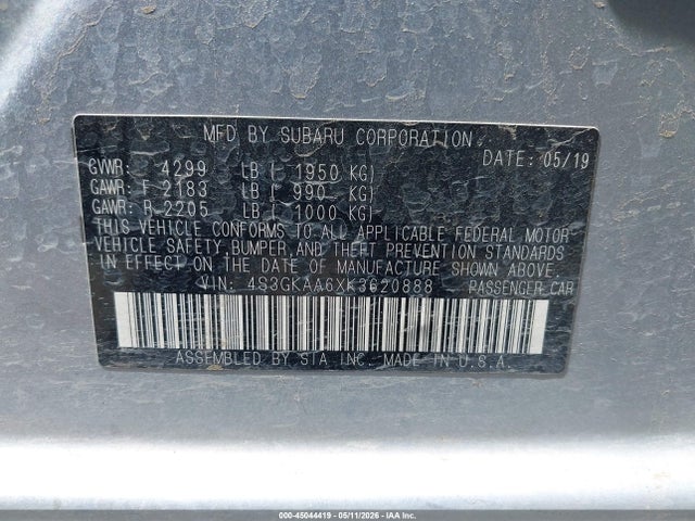 Subaru Impreza 2.0i 2019 4S3GKAA6XK3620888 Image 9