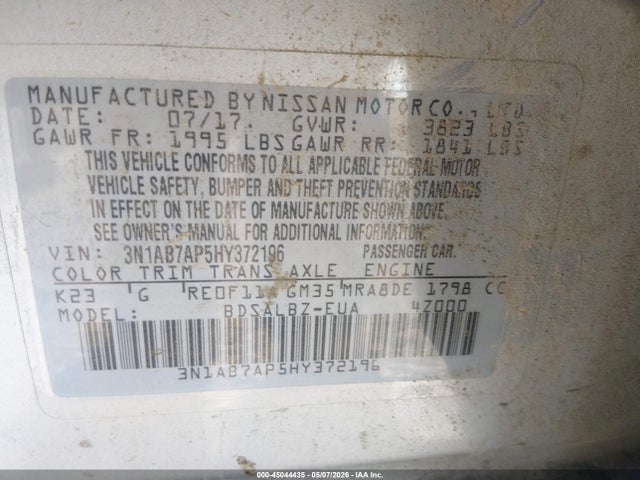 Nissan SENTRA S 2017 3N1AB7AP5HY372196 Image 9