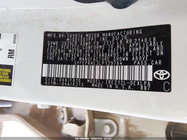 Toyota COROLLA LE 2020 5YFEPRAE3LP129764 Image 9