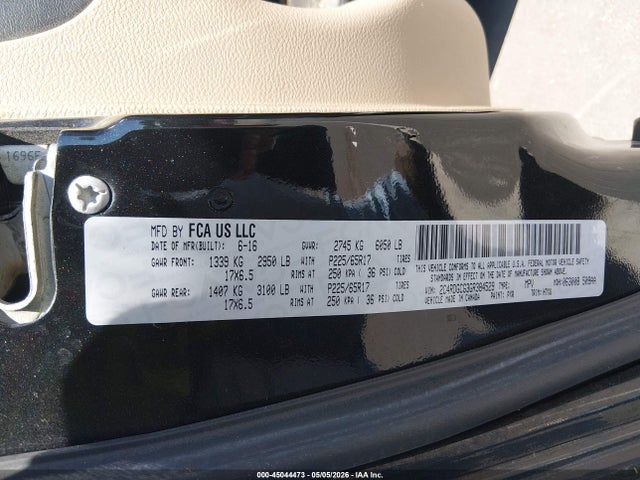 45044473 :رقم المزاد ، 2C4RDGCG3GR384529 vin ، 2016 Dodge Grand Caravan Sxt مزاد بيع