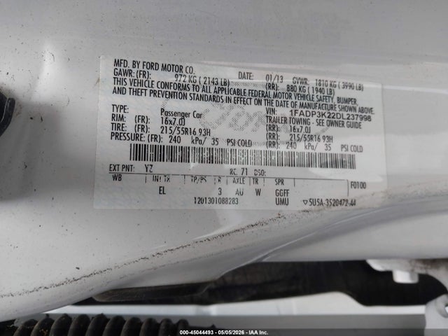 Продажа на аукционе авто 2013 Ford Focus Se, vin: 1FADP3K22DL237998, номер лота: 45044493