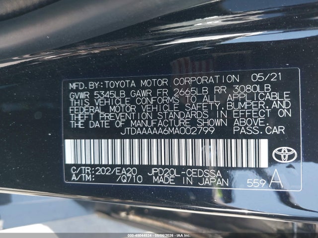 JTDAAAAA6MA002799 Toyota Mirai Xle