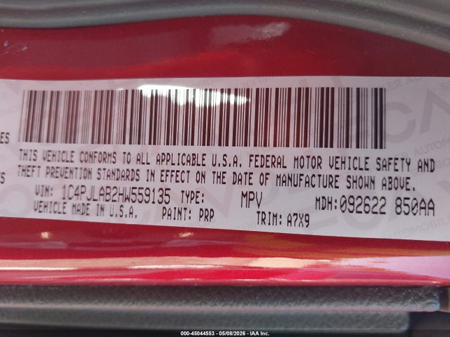 1C4PJLAB2HW559135 Jeep Cherokee Sport Fwd