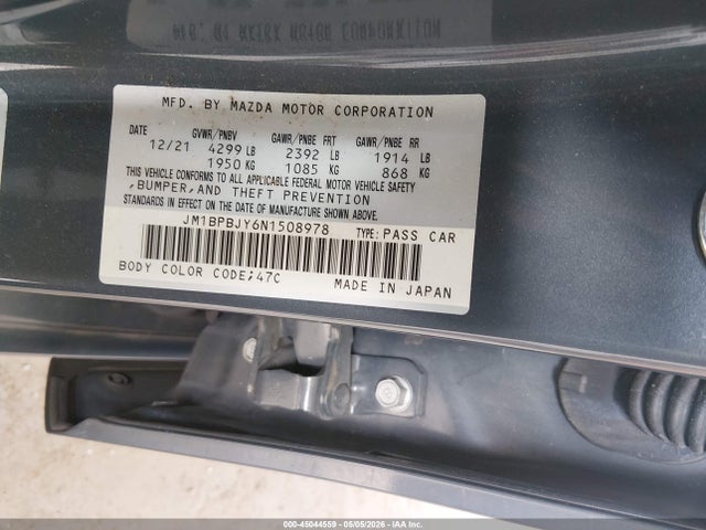 Aukcja sprzedaży 2022 Mazda Mazda3 2.5 Turbo, vin: JM1BPBJY6N1508978, numer aukcji: 45044559