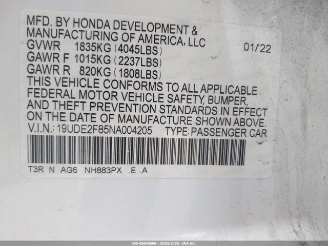 Продаж на аукціоні авто 2022 Acura Ilx Premium   A-spec Packages/technology   A-spec Packages, vin: 19UDE2F85NA004205, номер лоту: 45044566