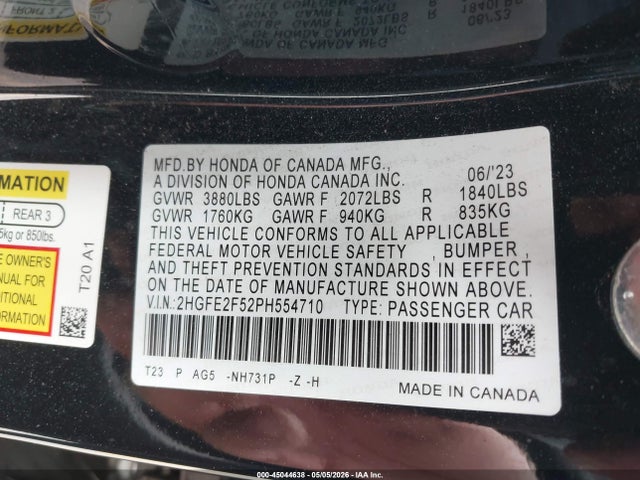 Honda Civic Sport 2023 2HGFE2F52PH554710 Image 9