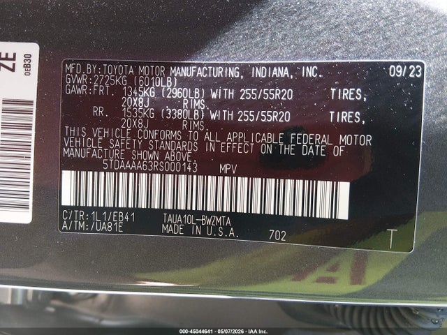 Продаж на аукціоні авто 2024 Lexus Tx 350 Premium, vin: 5TDAAAA63RS000143, номер лоту: 45044641