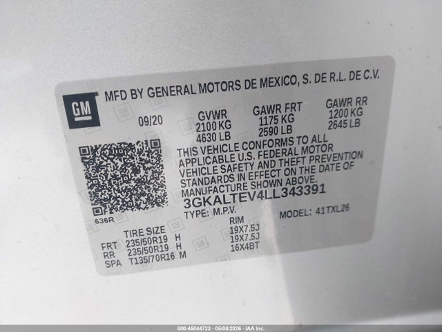 Продажа на аукционе авто 2020 Gmc Terrain Awd Sle, vin: 3GKALTEV4LL343391, номер лота: 45044723