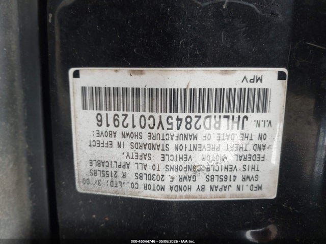 Продаж на аукціоні авто 2000 Honda Cr-v Lx, vin: JHLRD2845YC012916, номер лоту: 45044746