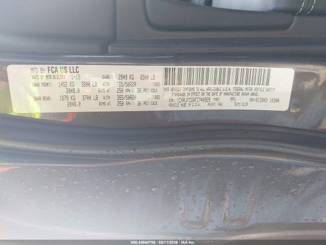Aukcja sprzedaży 2015 Jeep Grand Cherokee Overland, vin: 1C4RJFCG0FC740929, numer aukcji: 45044756