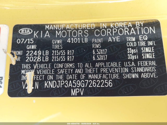 Продаж на аукціоні авто 2016 Kia Soul +, vin: KNDJP3A59G7262256, номер лоту: 45044780