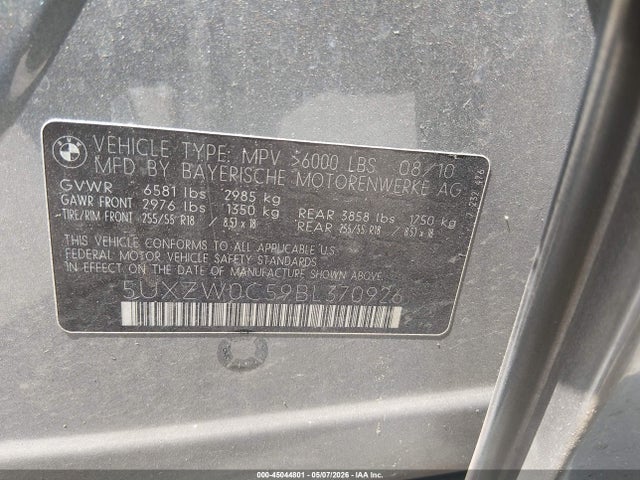 Продажа на аукционе авто 2011 Bmw X5 Xdrive35d, vin: 5UXZW0C59BL370926, номер лота: 45044801