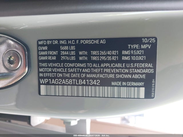 WP1AG2A58TLB41342 Porsche MACAN S