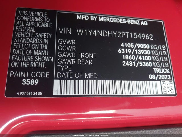 W1Y4NDHY2PT154962 Mercedes-Benz Sprinter 2500 High Roof 4-cyl Diesel Ho