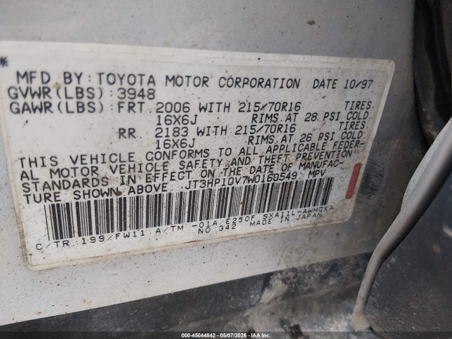 Продажа на аукционе авто 1998 Toyota Rav4, vin: JT3HP10V7W0160549, номер лота: 45044842