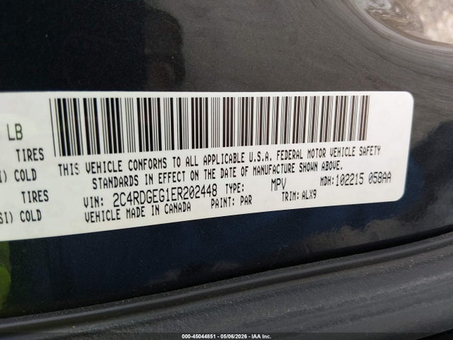 Aukcja sprzedaży 2014 Dodge Grand Caravan R/t, vin: 2C4RDGEG1ER202448, numer aukcji: 45044851