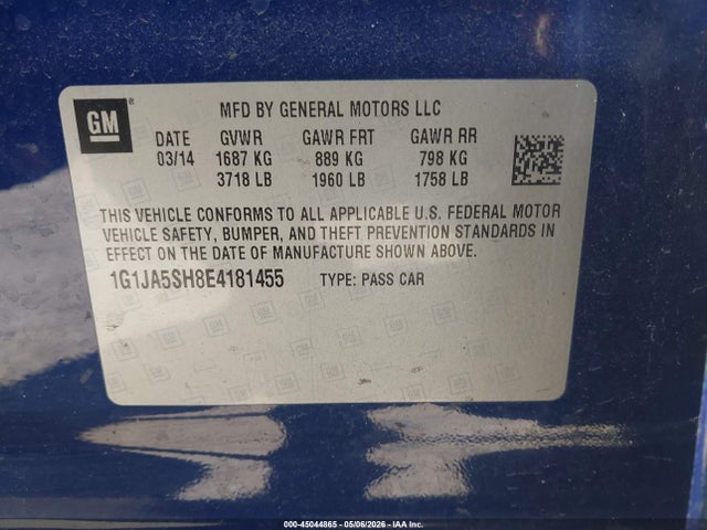 1G1JA5SH8E4181455 Chevrolet Sonic Ls Auto