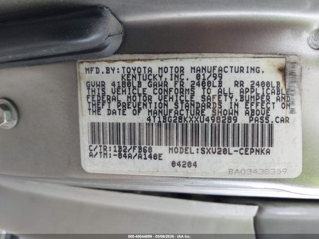 45044899 :رقم المزاد ، 4T1BG28KXXU498289 vin ، 1999 Toyota Camry Le مزاد بيع