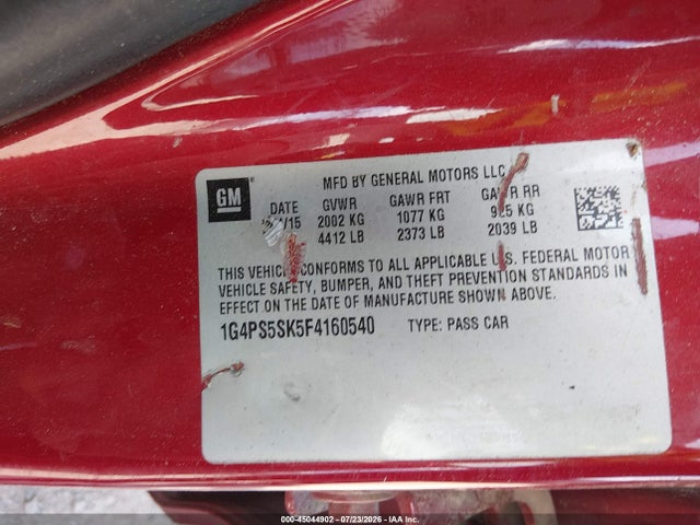 Продажа на аукционе авто 2015 Buick Verano Leather Group, vin: 1G4PS5SK5F4160540, номер лота: 45044902