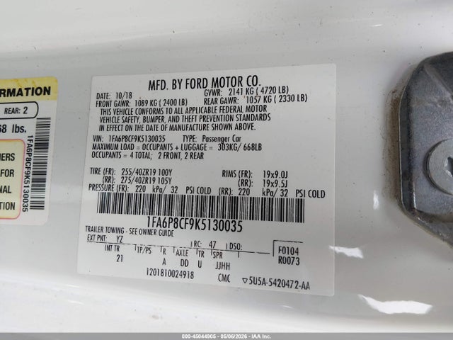 Ford MUSTANG GT 2019 1FA6P8CF9K5130035 Image 9